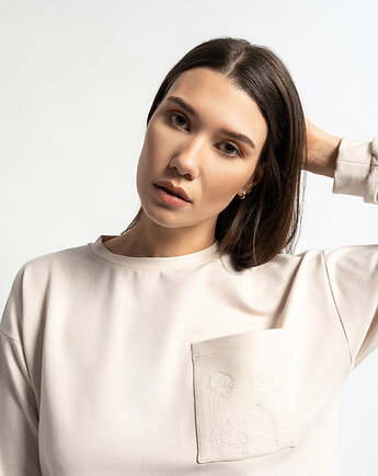 Bluza z haftem Amsterdam perłowa, NONOMI