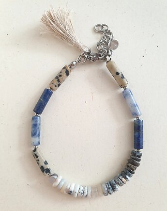 Bransoletka patyczki z opalem dendrytowym, lapis lazuli, jaspisem, modesign