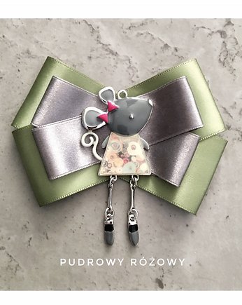 Brosza  z Myszką w stylu Pop Art, Pudrowy Różowy