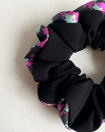 Czarna jedwabna gumka do włosów Black Silk Glamour, Volie Line