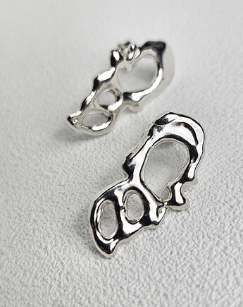 Ażurowe organiczne kolczyki srebrne  SMUGI, KOBELA