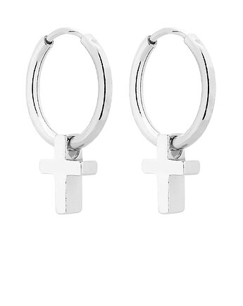 Srebrne kolczyki koła z krzyżykami, SOTHO