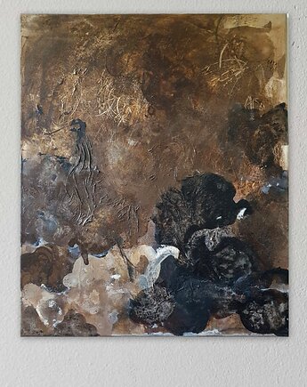 "Riders of illusions" 50x60 cm, obraz na płótnie, pigmenty ziemne, akryl, naniby