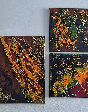 Trio Ze Złotem - akrylowa abstrakcja, ZeStrychu Handmade
