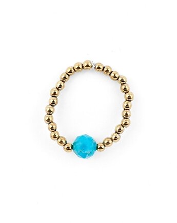 Pierścionek z kamieniem motywacji (Apatyt 6mm) - Wersja Złota, Kulka Bransoletki