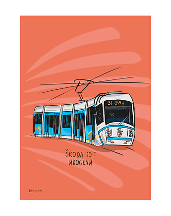 Plakat A4 Wrocław Tramwaj, Gliniana Kura