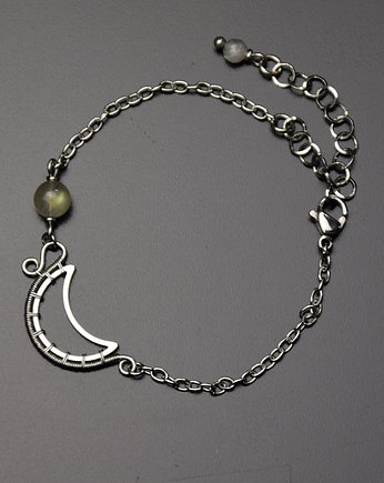Bransoletka labradoryt wire wrapping księżyc lunula 2, Agata Rozanska