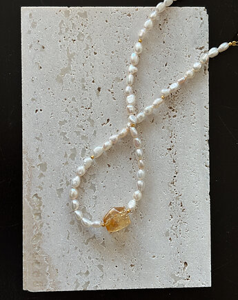 Naszyjnik z pereł naturalnych Cytryn, Chmolowska Jewellery