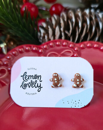 Mały pan pierniczek  kolczyki sztyfty srebro lub stal, Lemon Lovely