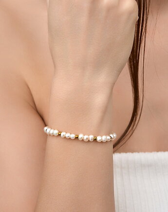 Bransoletka perły naturalne- srebro 925 pozłacane, Coccola JEWELLERY