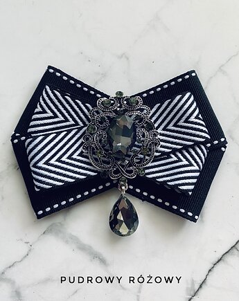 Brosza Black & White z szarą kryształową ozdobą   NEW, Pudrowy Różowy
