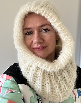 Kominiarka handmade kaptur, Swetry na drutach