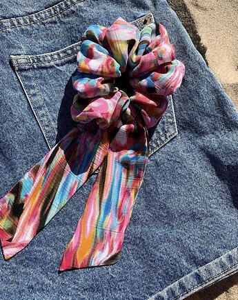 Gumka do włosów 90s Scrunchie z odwiązywaną szarfą - 12 cm średnicy, Volie Line