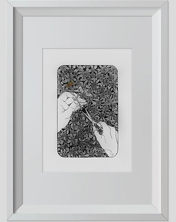 Rysunek Nożyczki Grafika 32x24cm + biała rama, ŁUKASZ KROKOSZ ART