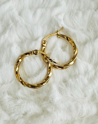 Złote KOLCZYKI koła, modne kolczyki stal szlachetna, Anemon Atelier