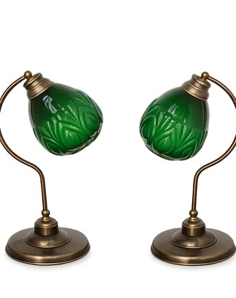 Para lamp stołowych modern lata 80 mosiądz szkło E27 wys. 48 cm, Relikt design