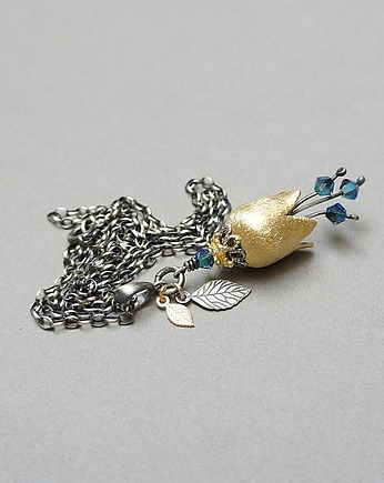 Dzwonek /metalic blue/ -  naszyjnik, Katia i krokodyl