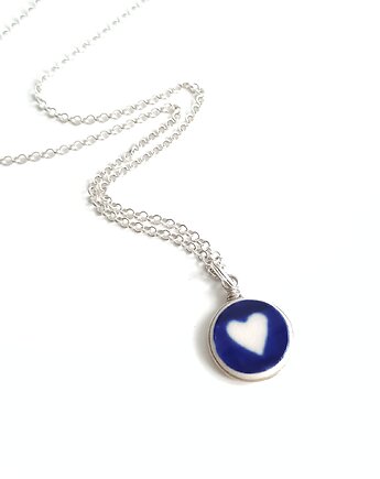 Naszyjnik Bolesławiec serduszko, biżuteria z talerzy