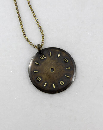 Zegar - mosiężny wisiorek steampunk - unikat, Caltha