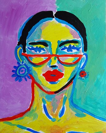 Obraz  fowizm diva kobieta w okularach, alice oil on canvas