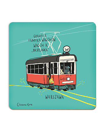 Podkładka pod kubek Warszawa Tramwaj "Berlinka", Gliniana Kura
