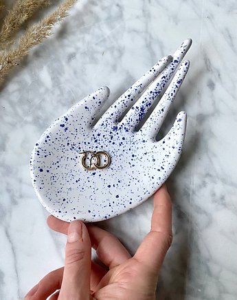 Ceramiczna Dłoń Podstawka na Biżuterię w Niebieskie Ciapki, Maison Fragile
