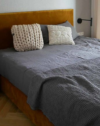 Skandynawska narzuta na łóżko len wafel, PANAPUFA