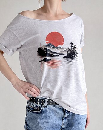 Japoński krajobraz Szary Oversize, ONE MUG A DAY