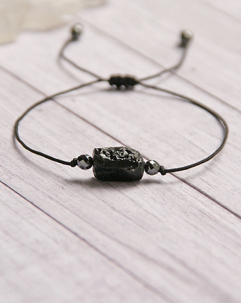 Ochronna bransoletka - czarny turmalin - czarny sznurek, kaktusia