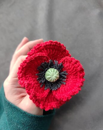 Broszka kwiat Mak ręcznie robiona, Not only cute crafts