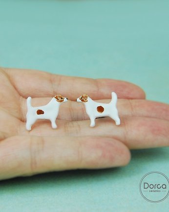 Jack russell terrier mini- ceramiczne kolczyki, Dorca