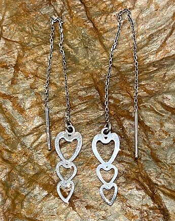 Kolczyki srebrne 925 serce serduszka przeciągane, Ade Art