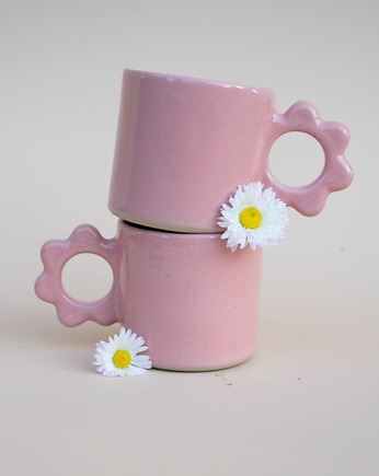 Ceramiczny kubek z kwiatowym uszkiem, panika ceramics