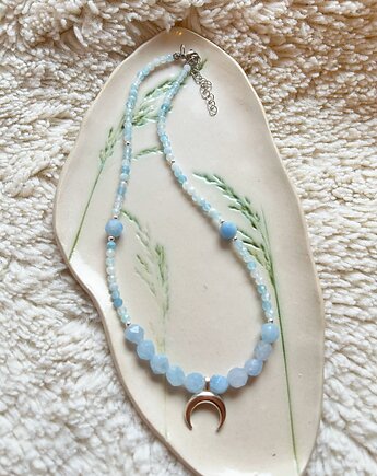 Naszyjnik Akwamaryn i Hematyt z Lunulą, Blask Natury