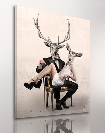 OBRAZ NA PŁÓTNIE -  60x80cm marriage deer, LUdesign gallery