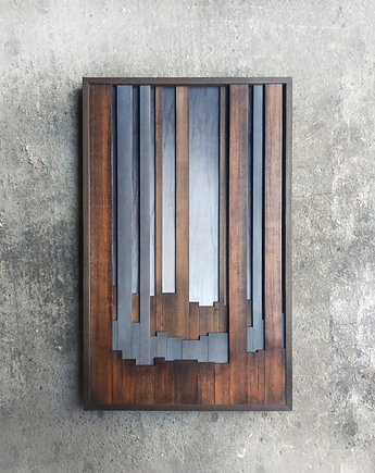 Drewniany obraz 3d. "Mglisty las". Pejzaż leśny. Drewniana dekoracja, pracownia ReThing