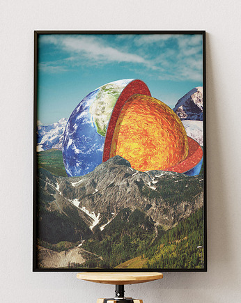 Plakat dla nauczyciela - Jądro Ziemi -  Kolaż do salonu, sypialni, gabinetu, DAPIDOKA