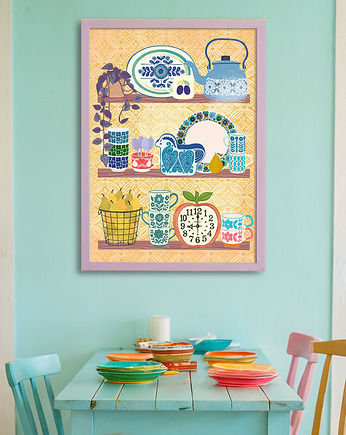 Półka w stylu ethno - plakat do kuchni, minimalmill