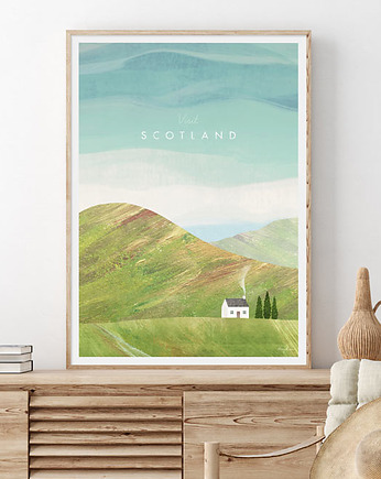 Szkocja - vintage plakat art giclee, minimalmill