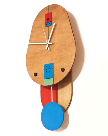 Nowoczesny Drewniany Zegar ścienny z wahadłem, Clock Wood Studio