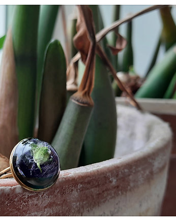 Mały pierścionek z fioletowymi kwiatami, Figa handmade accessories