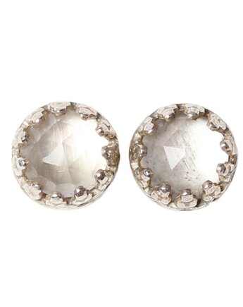 Kolczyki sztyfty srebrne Petite z kryształem górskim, Blooming Stones