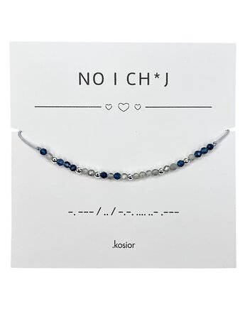 Bransoletka z alfabetem Morse Jadeit indygo, labradoryt, hematyt, karolina kosior