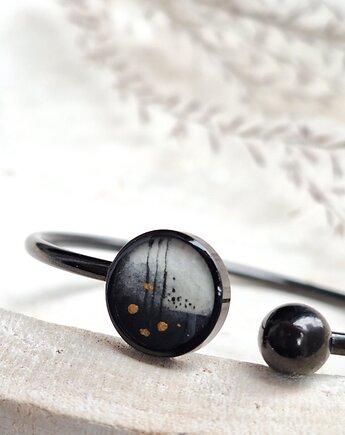Bransoletka czarna z akwarelą, Slow Jewelry