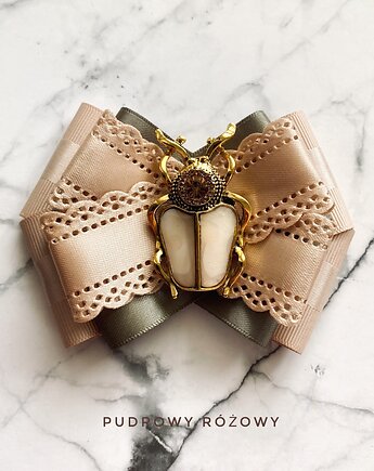 Brosza z cudnym Owadem z kryształkiem i masą perłową New Jesień, Pudrowy Różowy