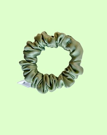 Gumka jedwabna, scrunchie, gumka satynowa limonkowy zefir MINI, Capillum