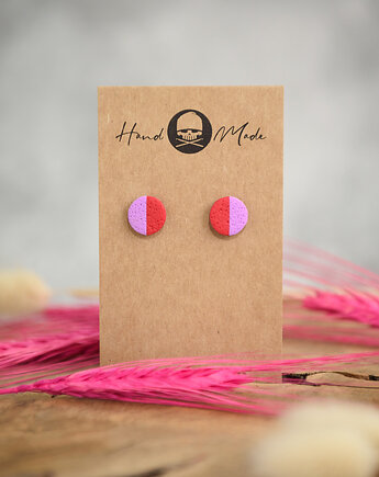 Kolczyki Dots Half - czerwono-fioletowe, LaCzapaKabra.biju