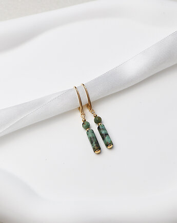 Kolczyki pozłacane - Turkus Afrykański, Bring Biżuteria