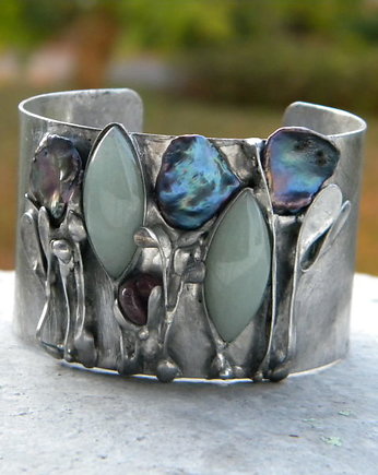 Perły i awenturyn    - BRANSOLETA MANKIET  CUFF, Beata Trotter