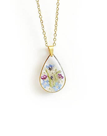 Naszyjnik z kwiatami, biżuteria z żywicy, Colie